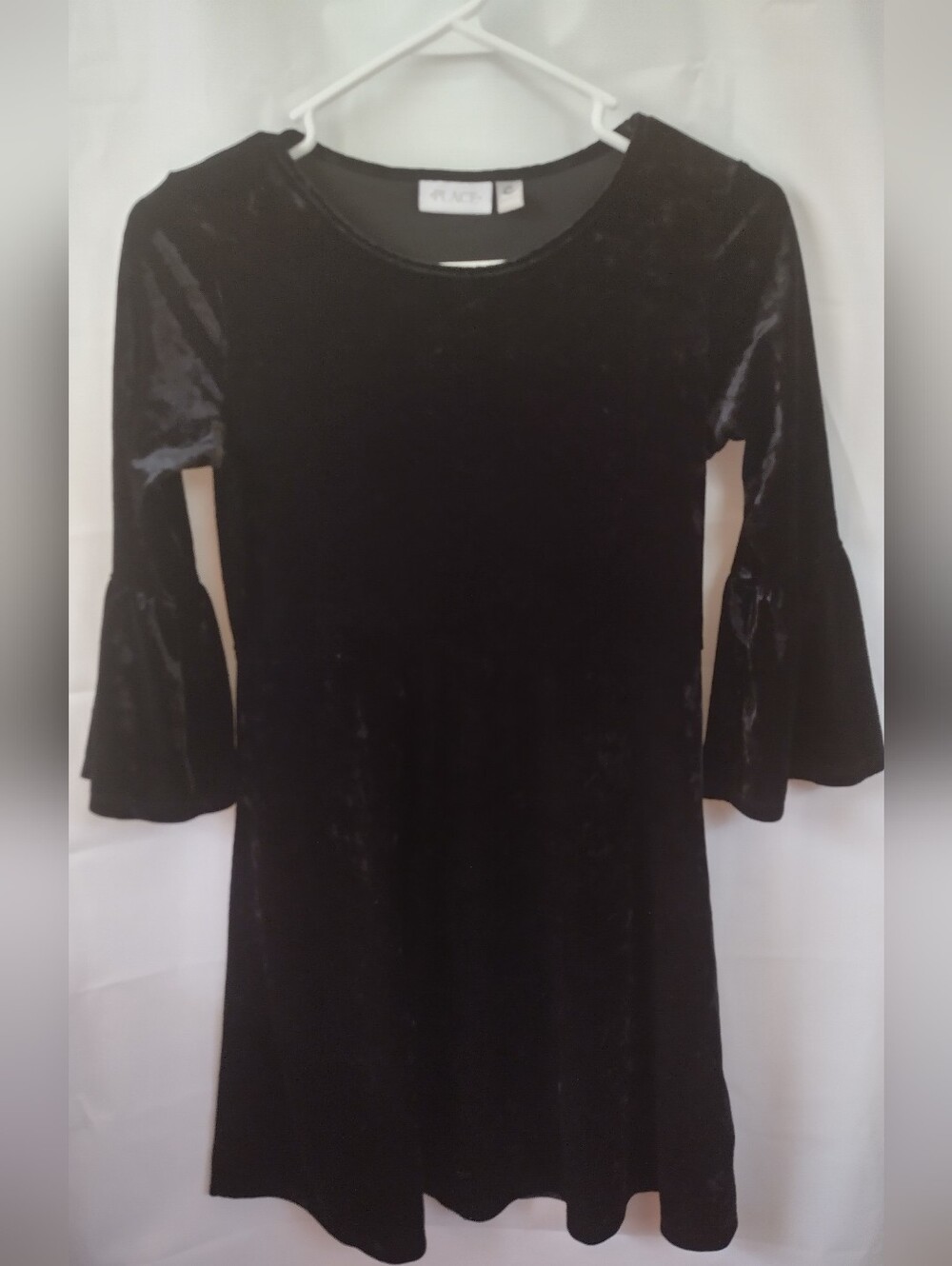 Black Velvet Bell Sleeve Dress Girls 14